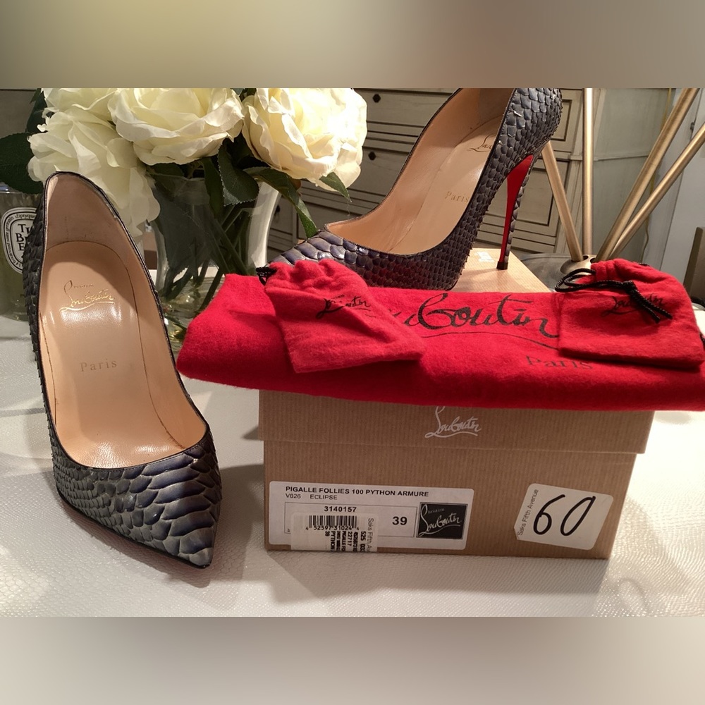 Christian Louboutin Pigalle Follies Python Armure 100 High Heels Pumps EU 39